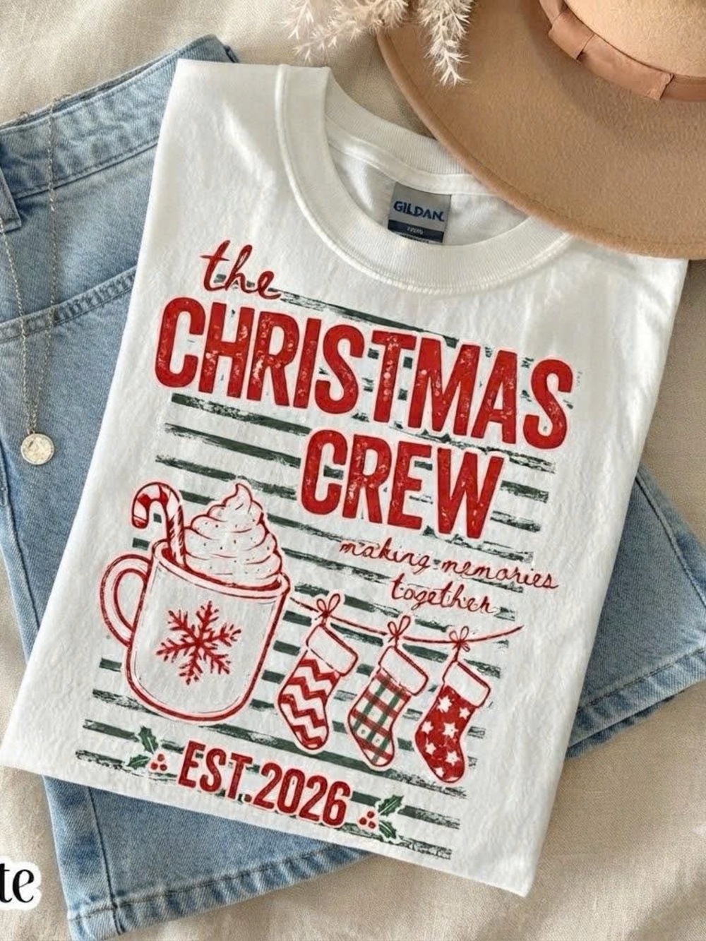 The Christmas Crew Graphic Tee, Vintage Family Xmas Holiday